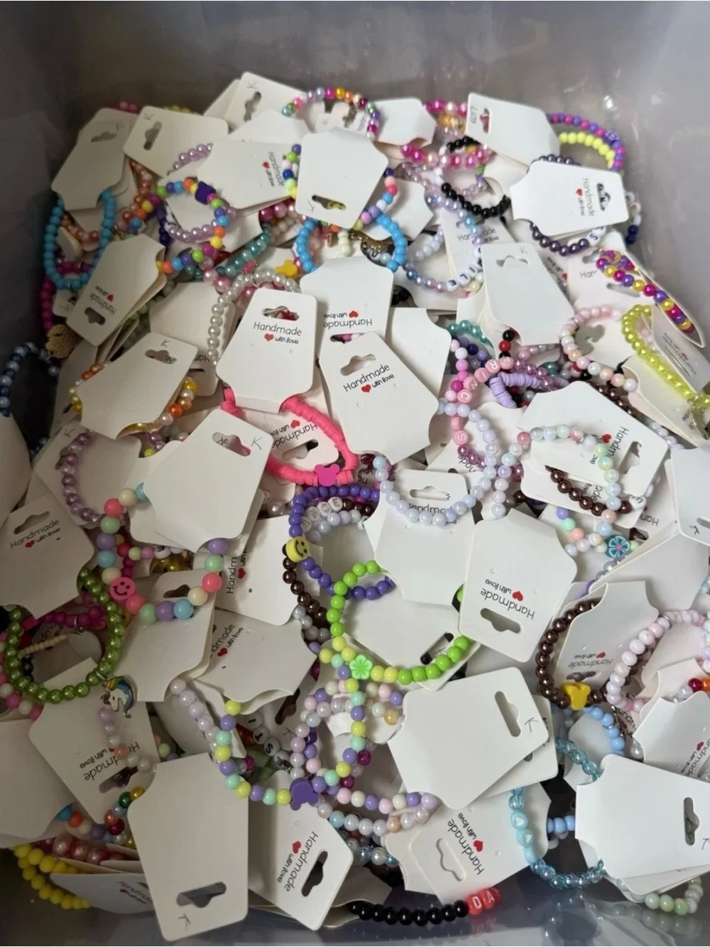 Bulk mystery set of 100 Kids Beaded Bracelet - Multicolor, handmade by me